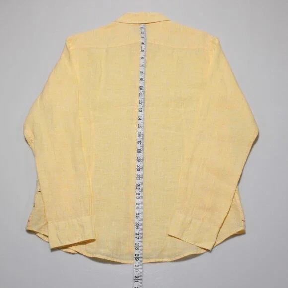 Orlebar Brown NWT Giles Casual Button Down Shirt Size L in Yellow 100% Linen